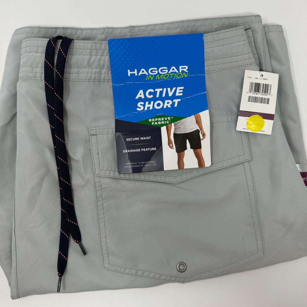 Haggar In Motion Active Shorts Mens XL Light Grey Repreve‎ NEW
